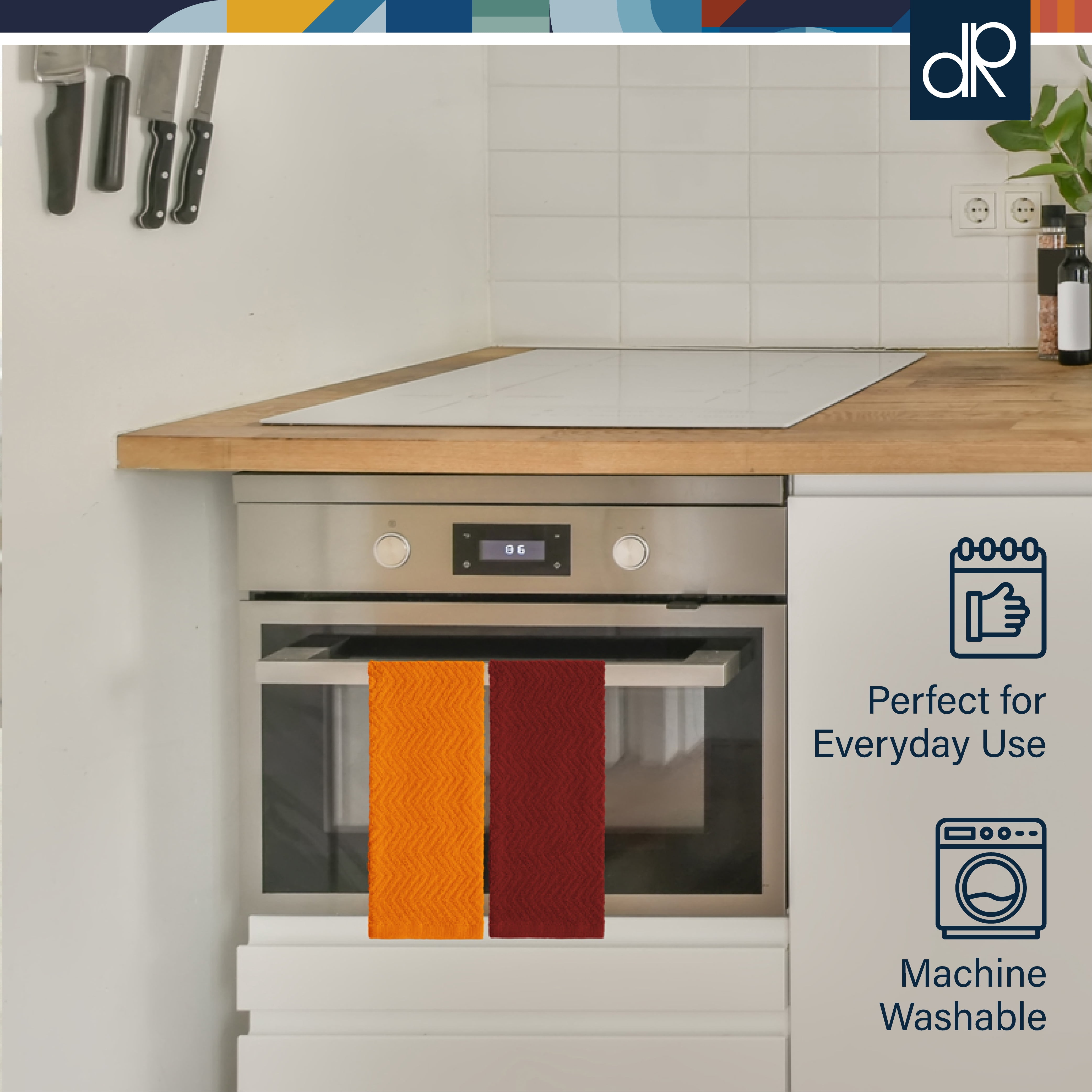 DecorRack Large Kitchen Towels Set of 4, Dish Towels, 100% Cotton, 15" x 25" Quick Drying Hand Kitchen Towels, Fall Assorted (4 Pack)