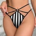 thumbnail image 3 of Medium Black And White Stripes Vertical Direction Open Type Women's Panties Crotch Opening G-strings Thongs Lingeries Underwear, 3 of 7