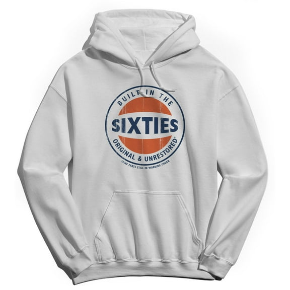 Original & Unrestored Iconic Sixties Graphic White Men's Cotton Pullover Hoodie