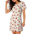 thumbnail image 2 of Gukieu Cartoon Flat Mushrooms Print Women's Nightgown, A-line Round Neck Short-sleeved Nightgown Pajamas Home Wear Suitable for Home and Outing, 2 of 6