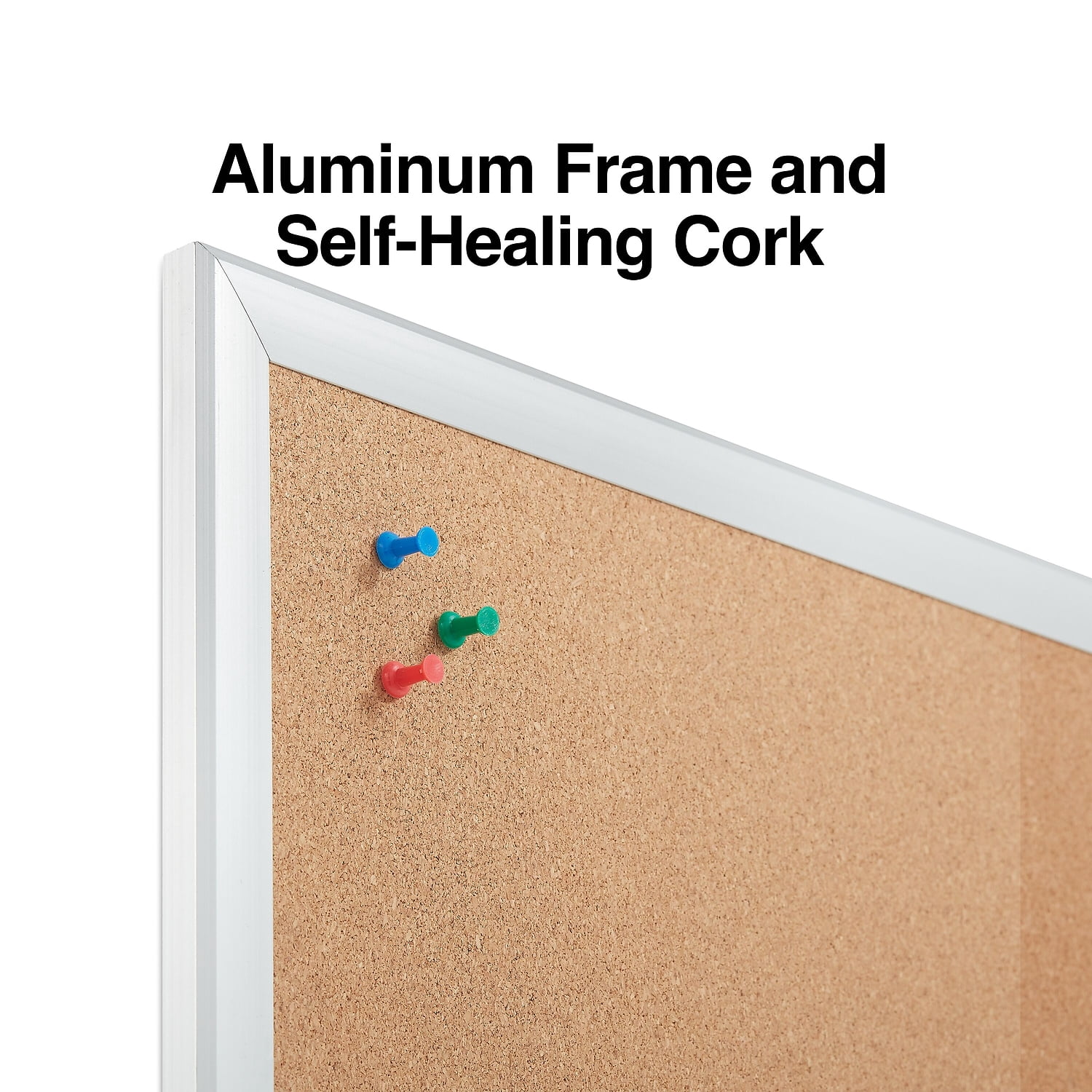 Staples Standard Cork Bulletin Board Aluminum Finish Frame 2'W x 1.5'H 52448/28334