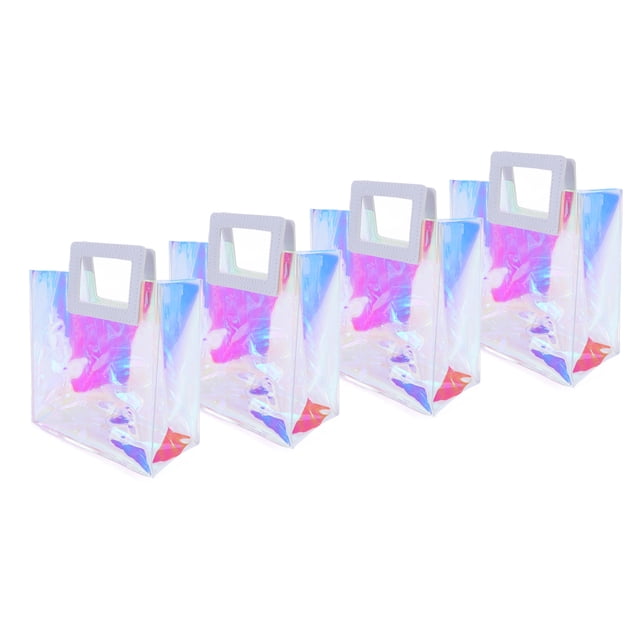 Bolso de mano iridiscente de 4 Uds., bolso de mano transparente iridiscente de gran capacidad a la moda, bolso holográfico, bolso de playa transparente
