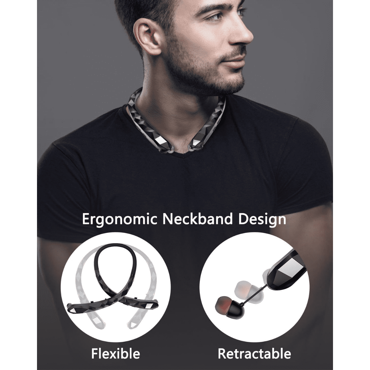Long-Lasting Bluetooth Neckband Sports Running Wireless Earphones BBH-919 Stereo Sound Call Function Voice Control Music Support