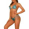 thumbnail image 4 of INSPIRE CHIC Women Snake Print Halter Bikini Sets 2 Piece Lace Up Tie Side Triangle Bottoms Swimwear Bathing Suits Blue Green Small, 4 of 5