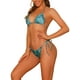 thumbnail image 4 of INSPIRAR CHIC Conjuntos de Bikini para Mujeres con Estampado de Serpiente, 2 Piezas, Parte Inferior de Triángulo con Lazo Lateral, Trajes de Baño en Azul Verde XL, 4 of 5