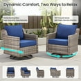 thumbnail image 3 of Gymojoy Outdoor Wicker Swivel Rocker Patio Rocking Chairs Set of 2 with Blue Cushions, 3 of 9