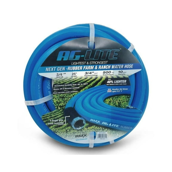 Blubird Ag-Lite 3/4 Inch X 25 Ft. Heavy-Duty Rubber Water Hose