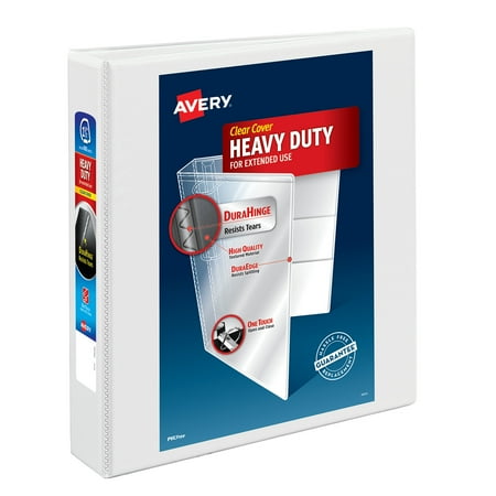 UPC: 0077711054042 | Avery Heavy-Duty View 3 Ring Binder  1.5  One Touch Slant Rings  Holds 8.5  x 11  Paper  White (05404)