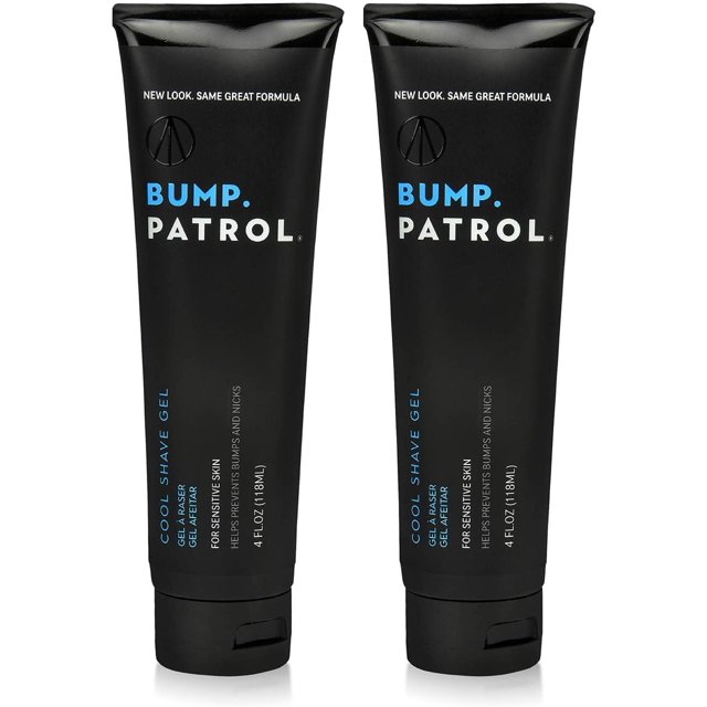 Gel à Raser Rafraîchissant Bump Patrol - Gel de Rasage Transparent pour Peau Sensible avec Menthol Prévient les Brûlures du Rasoir, les Bosses, les Cheveux Incarnés - 4 Onces, Lot de 2