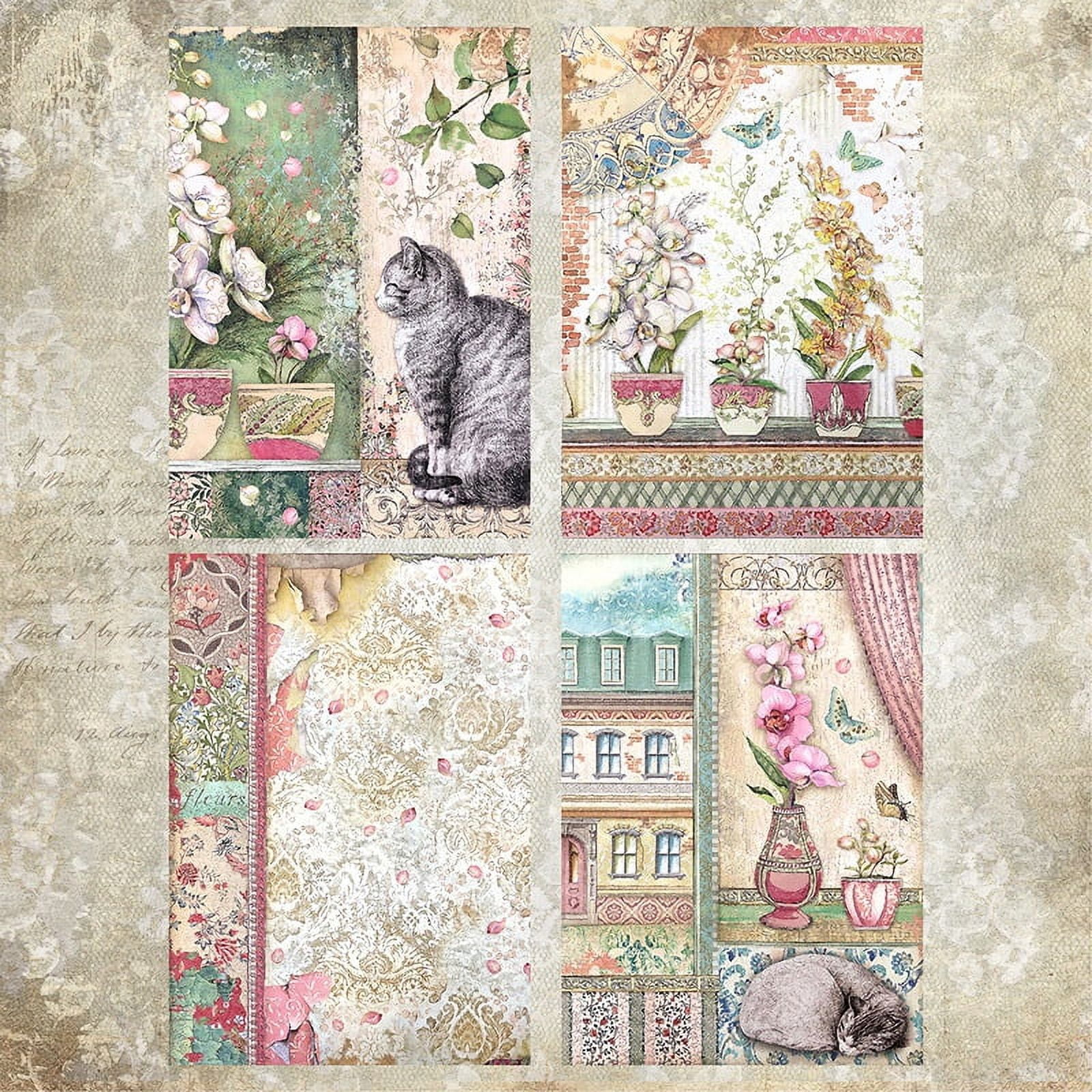 10sets Cat/Flower Pattern Scrapbook Paper for Album Scrapbook Background Paper Diary Decoration Mixed color 210x145mm 8 style 1pc/style 8pcs/set