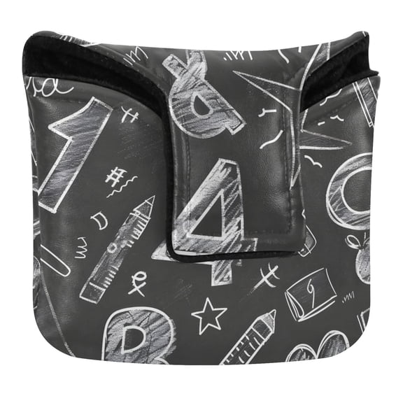 Haosy Sketches Numbers and Character Golf Mallet Putter Cover Strong Magnetic Leather Golf Club Headcover Closure