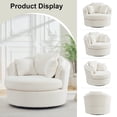 thumbnail image 4 of BRILHAMEZ Modern Oversized 360° Swivel Accent Chair, Lambswool Fabric Round Cuddle Chair Single Sofa Lounge Chair for Living Room, White, 4 of 7