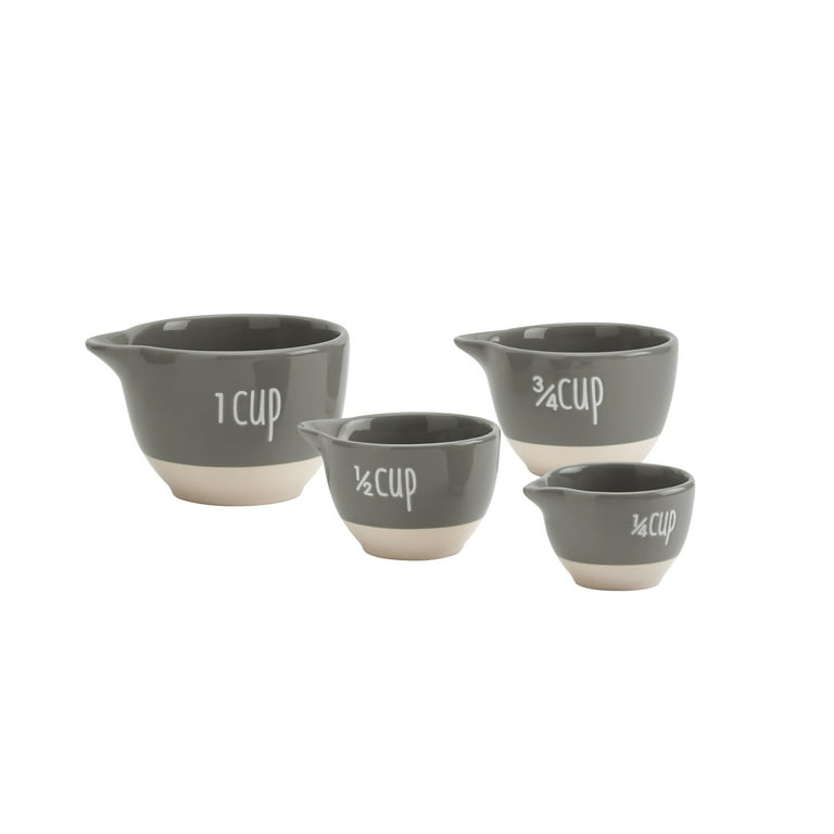 Tabletops Gallery 9 Piece Mix and Measure Set Ceramic Stoneware Measuring  Bowls Measuring Cups and Spoons Grey 