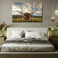 thumbnail image 2 of TISHIRON 3PCS Framed Canvas Wall Art Set,36"x24" Longhorn Steer in Rural Canvas Art Decor, 2 of 6
