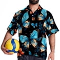 thumbnail image 4 of Flower Butterfly Men's Short Sleeve Spread Collar Poplin Shirt, Casual Printed Button Down Summer Beach Tops for Men, Unisex Comfortable Shirts, 4 of 6
