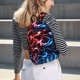 thumbnail image 5 of Disketp Red And Blue Lightning print Canvas Backpack Lightweight Travel Daypack Student Rucksack Laptop Backpack-Small, 5 of 5