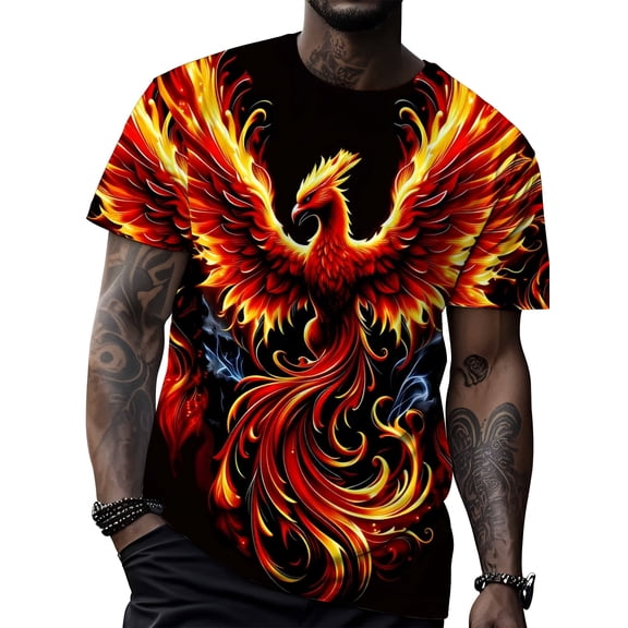 Men's Phoenix Flame T-Shirt - For Fitness, Training and Casual Wear - Machine Washable Casual Edition for Casual Wear