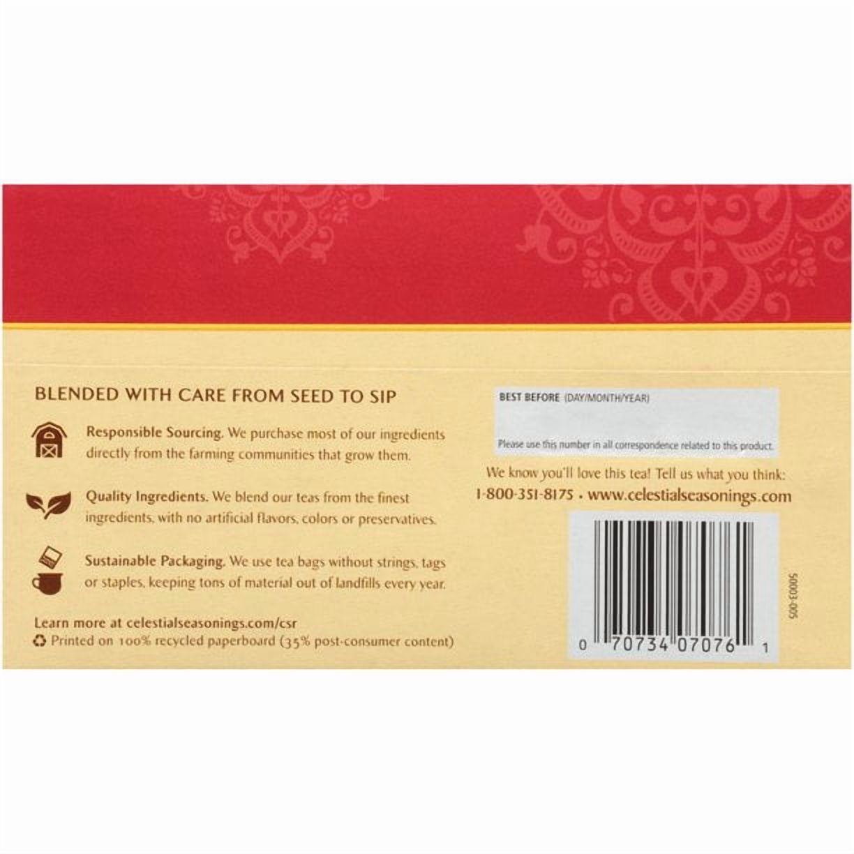 Celestial Seasonings Madagascar Vanilla Rooibos Tea, 20 Ct Tea Bags (Pack of 4)