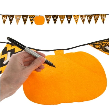 One Step Ahead (10ft) Happy Halloween Decoration Hanging Banner Felt Pennant Pumpkin Bunting Kid Party Décor