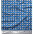 thumbnail image 3 of Soimoi Blue Cotton Duck Fabric Hearts & Owl Bird Printed Craft Fabric by the Yard 42 Inch Wide, 3 of 3