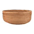 thumbnail image 2 of Natural Rattan Round Fruit Basket Wicker Tabletop Bread Serving Tray Weaving Food Storage Bowls(Large, 1Pcs), 2 of 9