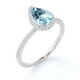 thumbnail image 4 of Anillo de Compromiso JeenMata 1 Quilate Piedra de Nacimiento Marzo Corte Pera Oro Blanco 18K sobre Plata, 4 of 6