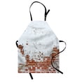 thumbnail image 1 of Brick Wall Apron Dated Damaged Peeling Wall Covered with White Paint Vintage Inspired City Decay Scene, Unisex Kitchen Bib Apron with Adjustable Neck for Cooking Baking Gardening, Red, by Ambesonne, 1 of 3