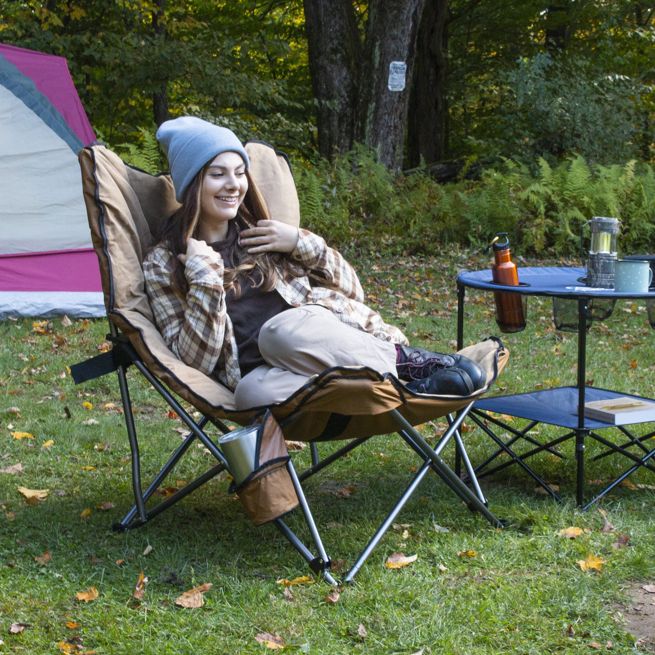 Camp & Go XXL Ultra Padded Camping Chair, Tan
