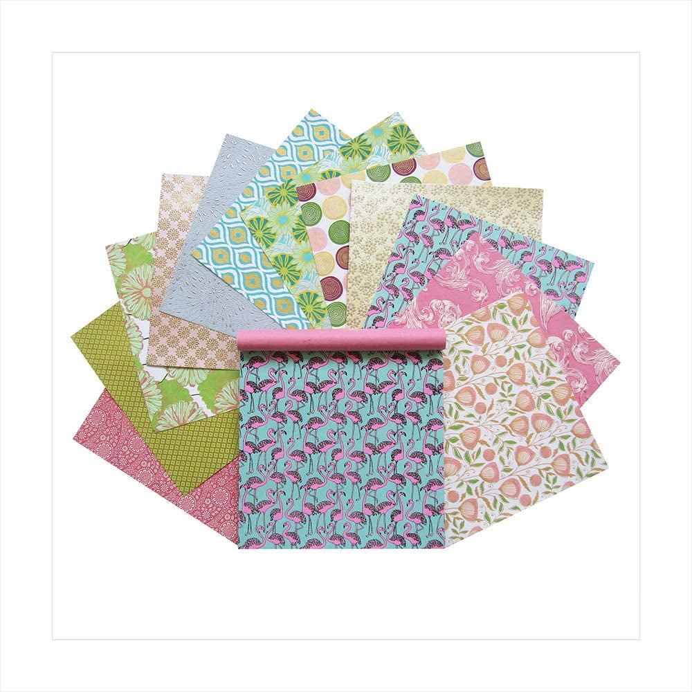 Paperhues World of Pastels Handmade Scrapbook Paper 12 x 12" Pad, 24 Sheets (2 sheets each of 12 styles)