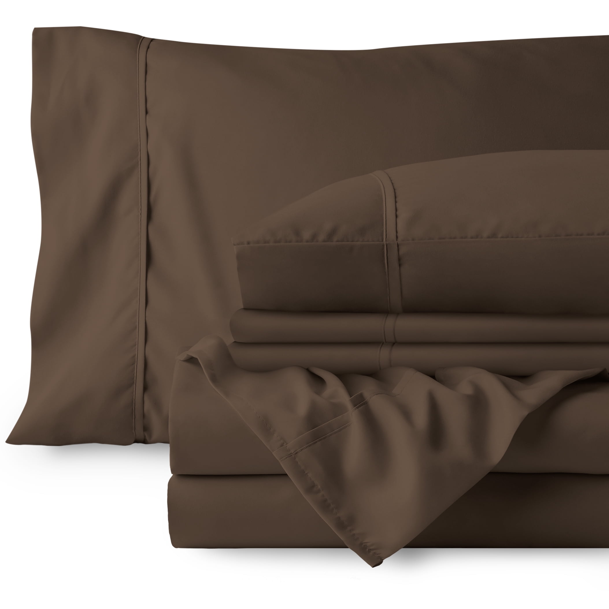 Bare Home 6 Piece Sheet Set, Microfiber, 2 Extra Pillowcases, King, Cocoa