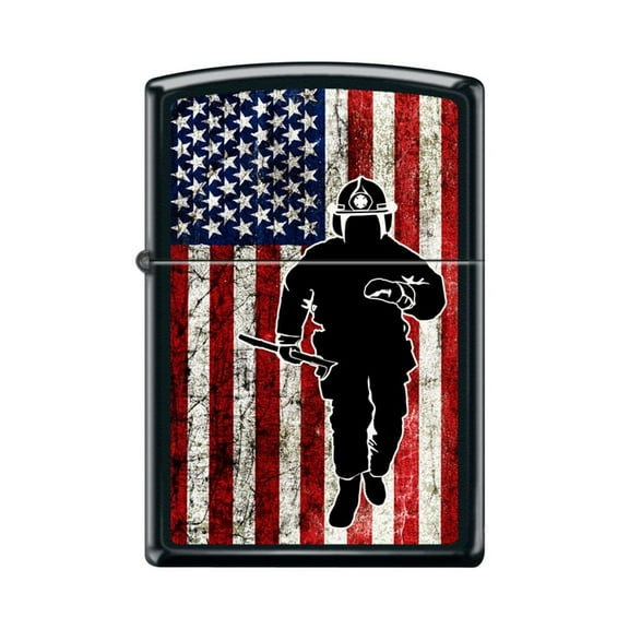 Zippo Lighter - Personalized Message Engraved on Backside for Fire Fighter Windproof Lighter (Black Matte #Z5256)
