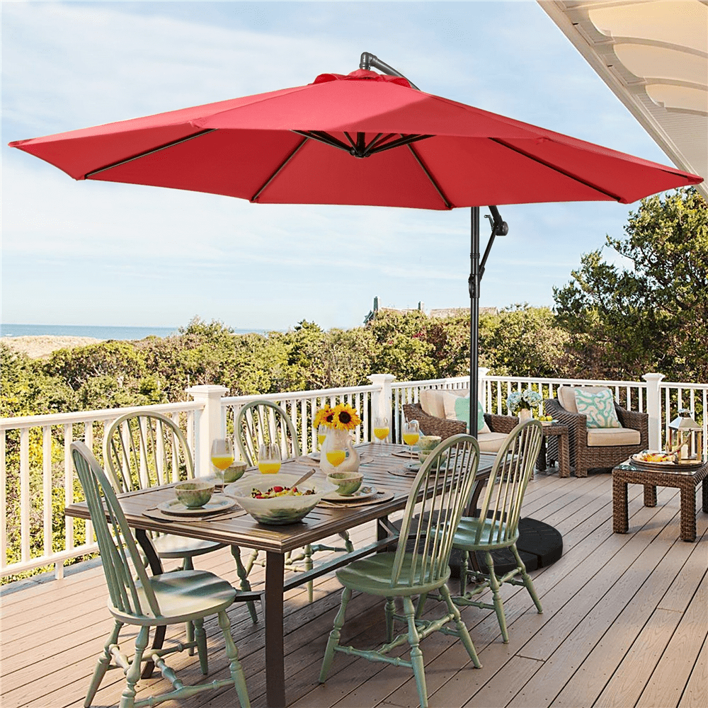 Renwick 10ft Offset Cantilever Patio Hanging Umbrella, Red