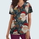 thumbnail image 1 of Puntoco Camiseta de enfermera con bolsillo y manga corta con estampado navideño y cuello en V para mujer, 1 of 5
