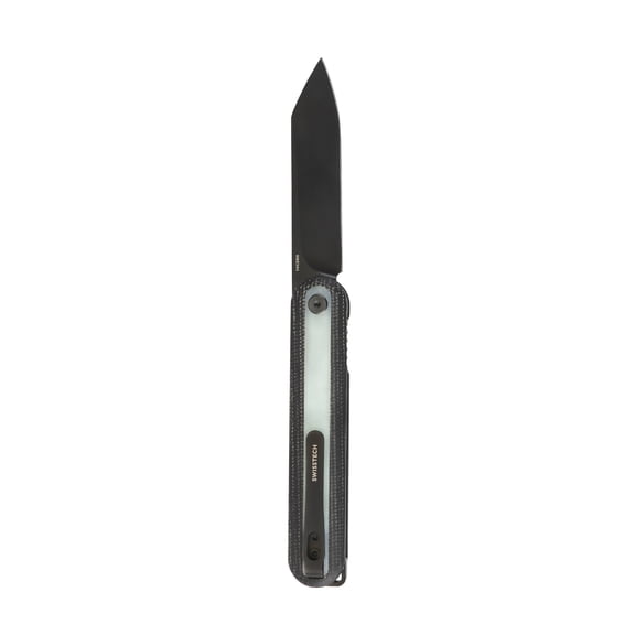 Swiss Tech GERUNDET M2 Black Micarta Folding Knife, Jade G-10 Inlay, 14C28N Steel