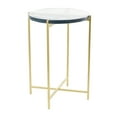 thumbnail image 6 of DecMode 16" x 24" Gold Metal X-Shaped Accent Table with Textured Glass Tabletop, 1-Piece, 6 of 7