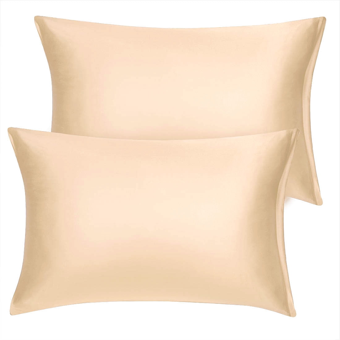 Unique Bargains 2 Pack Silky Satin Pillow Cover Cases Champagne 21" x 31"