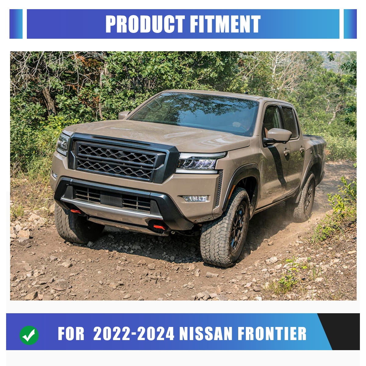 Front Bumper Fit for 2022-2024 Nissan Frontier,High-Quality Carbon Steel,with 2 D-Ring,Can Install Led Light Bar,DIY Colour Spraying Frame
