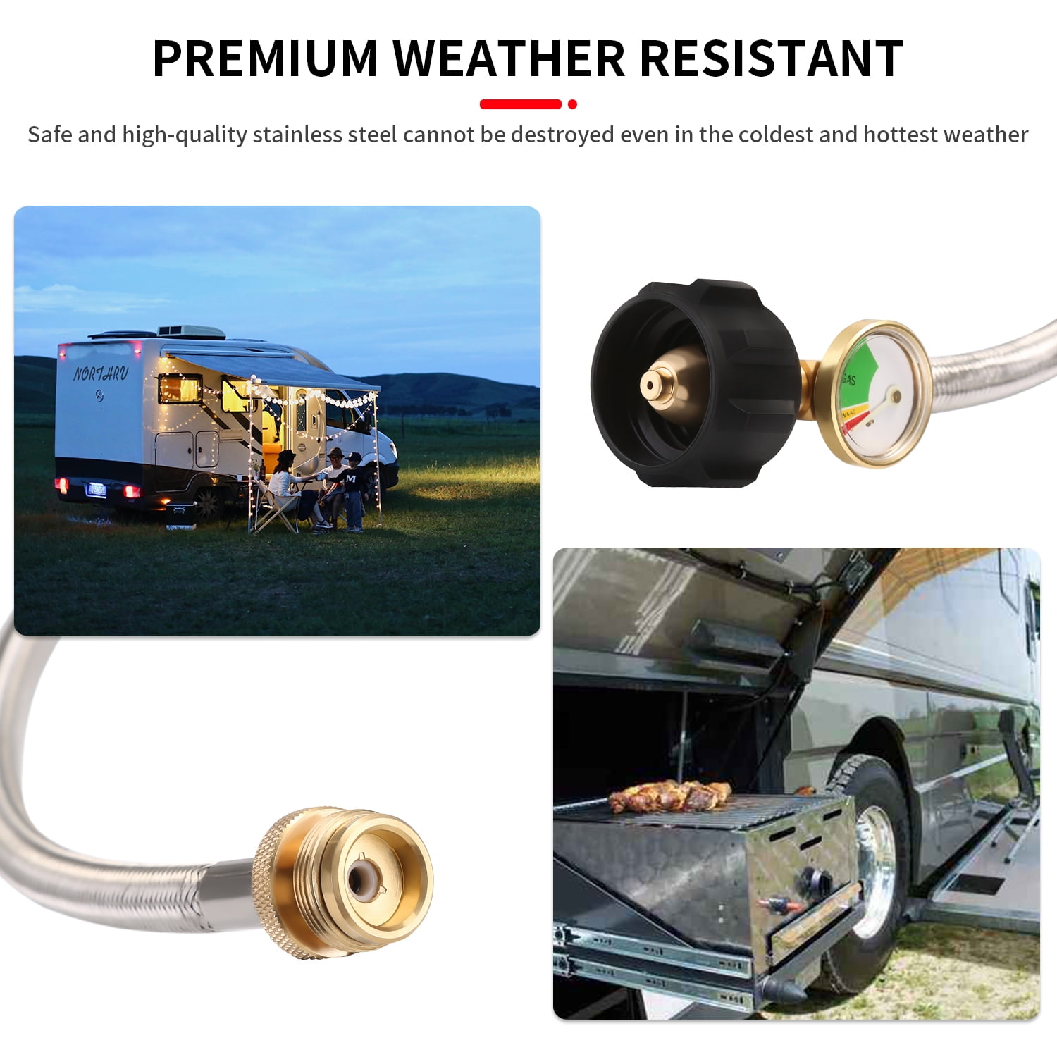 Durable 6Ft LP Tank Propane Adapter Hose Assembly with POL Connector