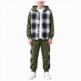 thumbnail image 4 of NOLDARES 6 Y 2Pcs Boys Clothes Sweatsuit Set Hoodie Flannel Plaid Shirt and Jogger Pants for Kids Fall Winter Spring Outfits, 4 of 4