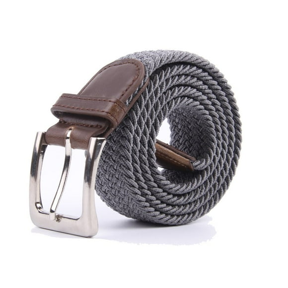 Canvas Elastic Fabric Woven Stretch Multicolored Braided Belts 2041-Grey-M