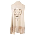 thumbnail image 3 of Tao Tao Women's Faux Suede Kimono Cape Fringed Asymmetric Cover Up Shawl Beige Free Size, 3 of 5