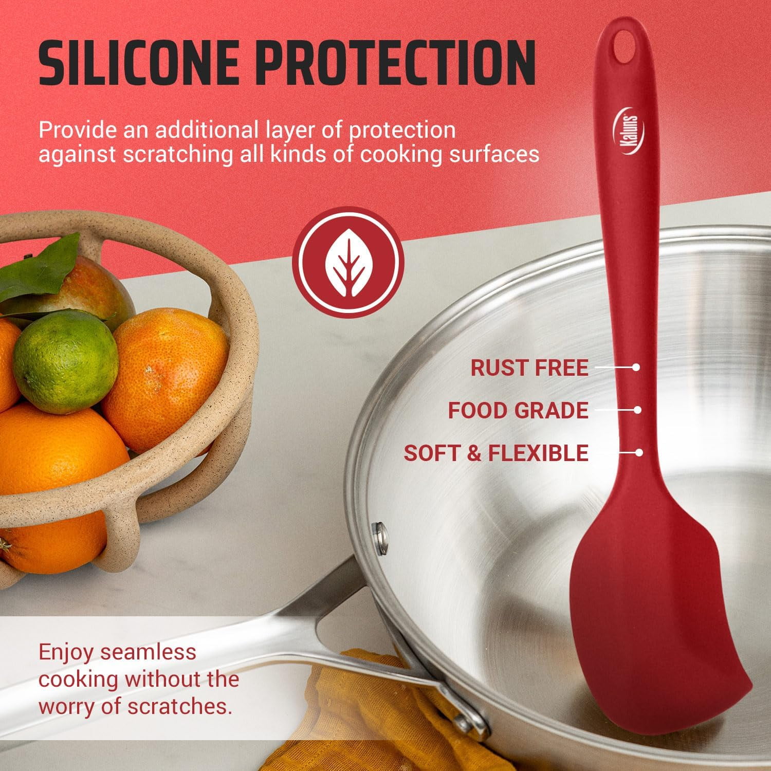 Kaluns Silicone Cooking Utensils Set 24 Pcs - Premium Heat Resistant Cooking Set & Kitchen Essentials - Non-Stick Kitchenware with Stainless Steel Handles