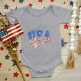 thumbnail image 2 of dmqupv Romper for Baby Boy 4th of July Baby Boy Girl Outfits Toddler Baseball Outfit Newborn Romper Infant Jumpsuit American Flag Clothes Grey,6-12 Months, 2 of 7