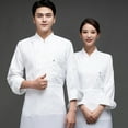 thumbnail image 3 of Delantal de la cocina de la manga larga del poliéster uniforme del chef con los bolsillos delanteros Simple Style Professional Home Supplies for Grill Restaurant White XXL Methold LF000325-10, 3 of 7