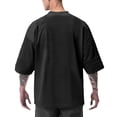 thumbnail image 4 of Men's Fitness V Neck T Shirt Solid Color Casual Loose Fit Comfortable Breathable Soft Short Sleeve Tee for Workout Gym Running Men's Oversized Tee Summer Tops Streetwear, 4 of 7