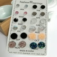 thumbnail image 3 of UDIYO 12 Pairs Ear Studs Simple Wear-resistant Women Round Rhinestone Flower Earrings Set for Party, 3 of 7
