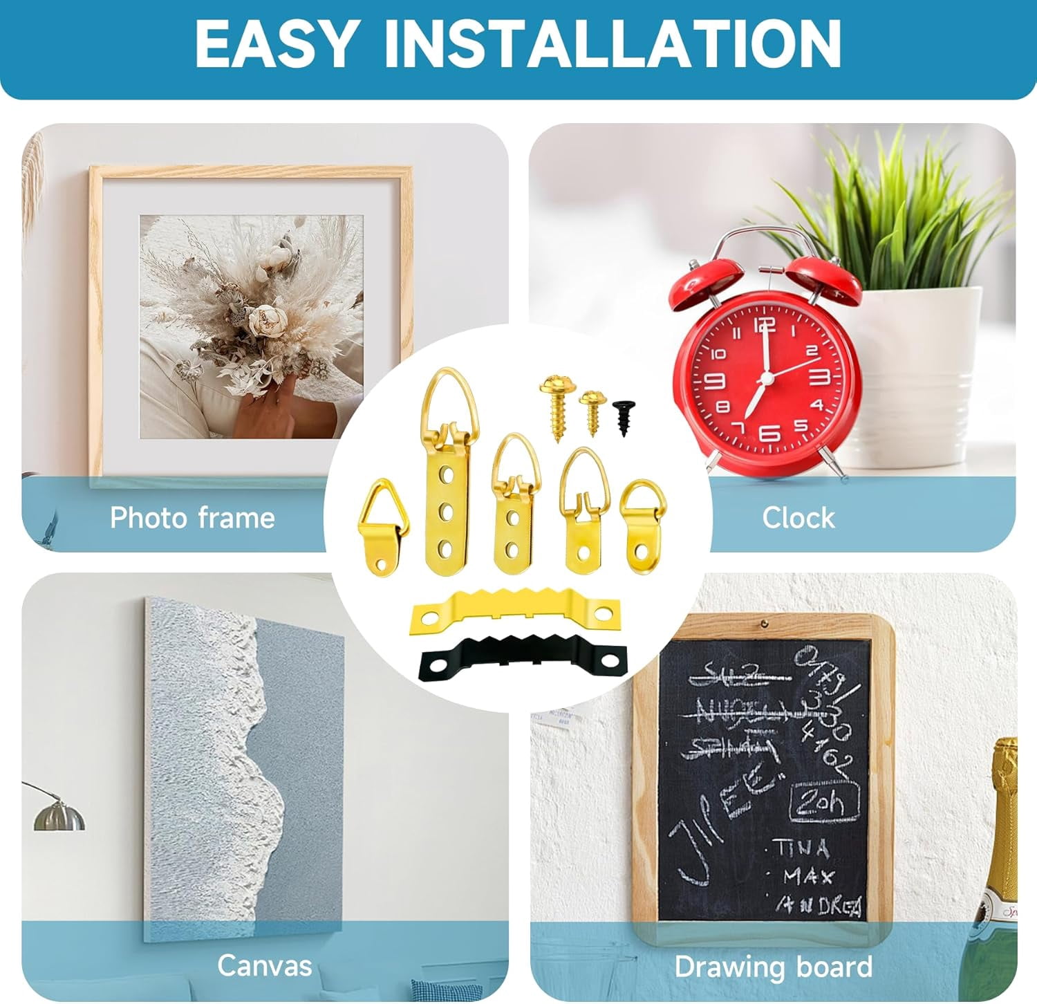 Picture Hanging Kit ,353PCS Picture Hangers Heavy Duty Picture Hanging Hooks with Screws,Sawtooth Hardware for Frames Painting, Art, Photo Mounting