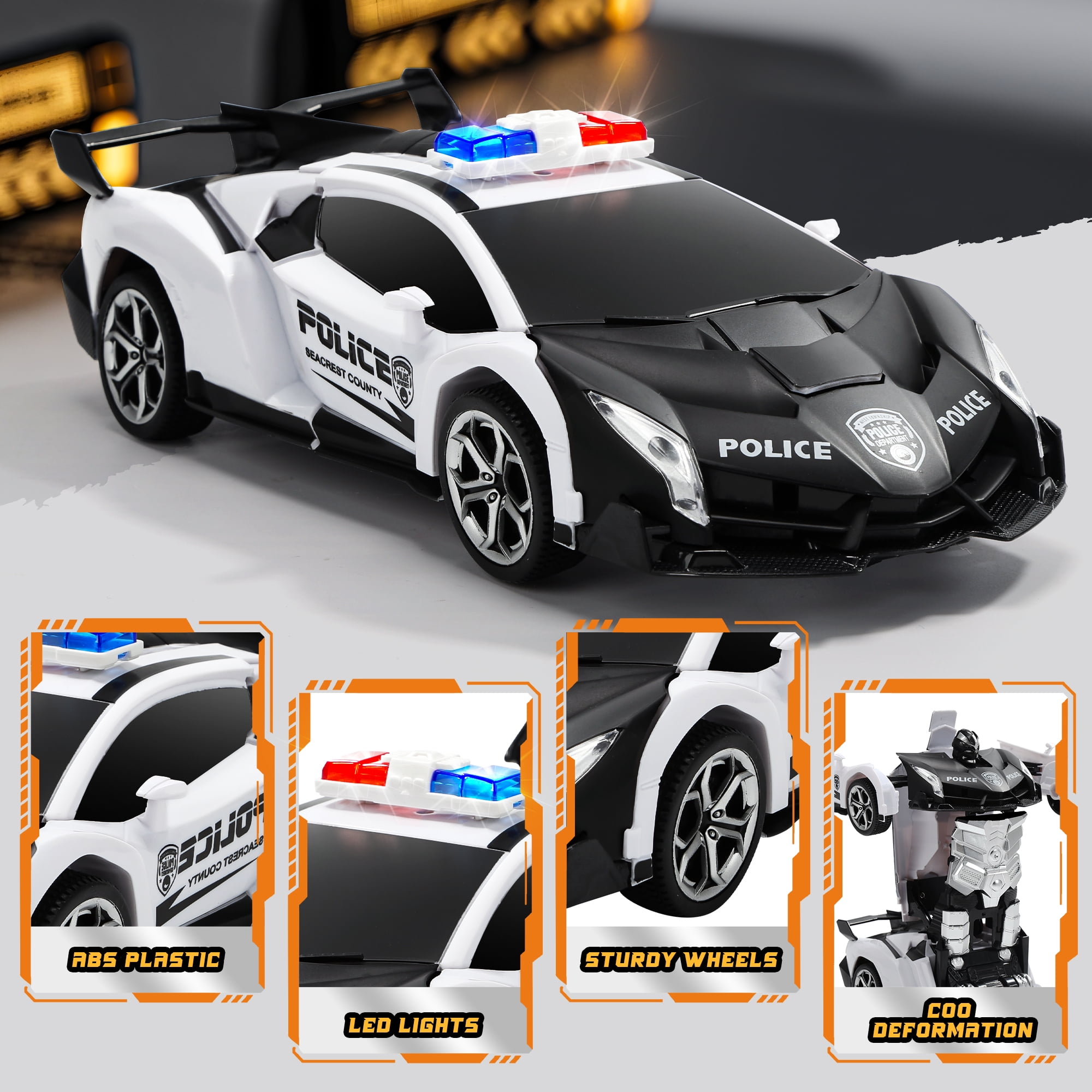 2-Pack of Remote Control Transforming Car for Boys Girls 4-7, 360°Rotating,One-Button Deformation, Automatic Demonstration, Best Gift for Kids