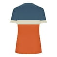 thumbnail image 5 of CFLVAEK Womens Plus Size T Shirts Loose Fit V Neck T Shirt Casual Summer Short Sleeve Tshirt Fashion Clolor Block Graphic Tees Orange XXXXXL, 5 of 6