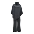 thumbnail image 5 of Maqroz Vacation Outfits for Women Long Sleeve Crewneck Pullover with Contrast Piping and High Waist Wide Leg Pants Set Sophisticated Summer Travel Outfit, 5 of 5